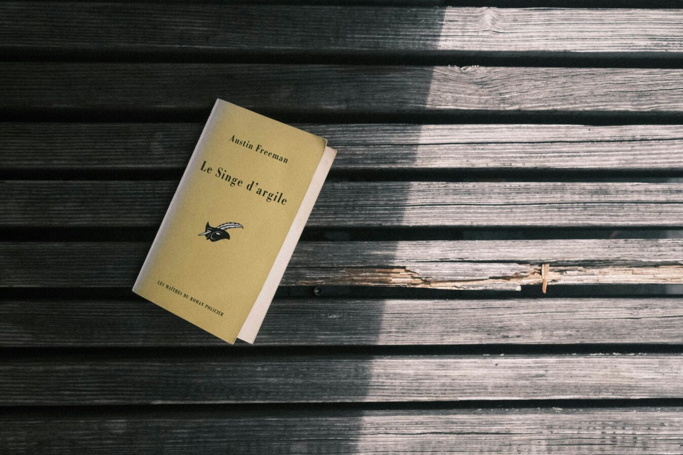 A French book on the wooden bench